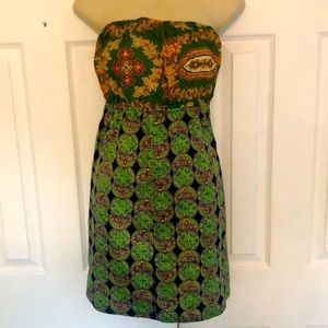 Vintage Batik Silk Bohemian Boho Festival Exotic Island Dress XS